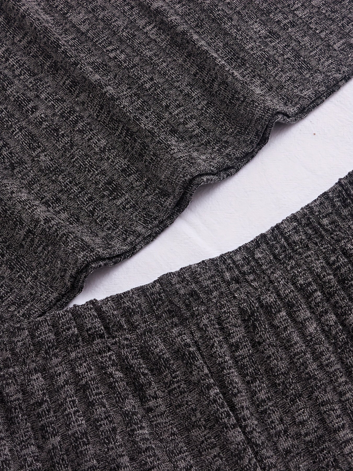 Solid Ribbed Lounge Set, Short Sleeve Crew Neck Top & Elastic Waistband Shorts, Women's Loungewear & Sleepwear.