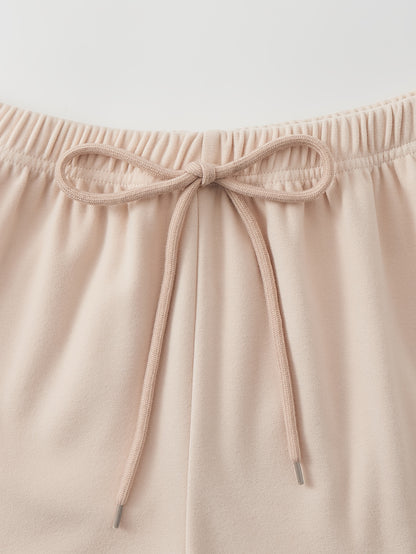 3 Sets Simple Solid Lounge Set, Crew Neck Short Sleeve Top & Lace Up Pants, Women's Loungewear & Sleepwear.