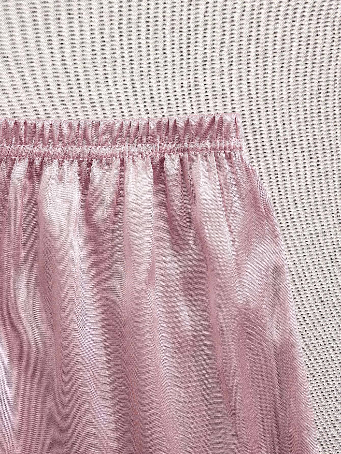 HRZN 3 Sets Satin Pajama Set, Short Sleeve Lapel Top & Elastic Waistband Shorts.