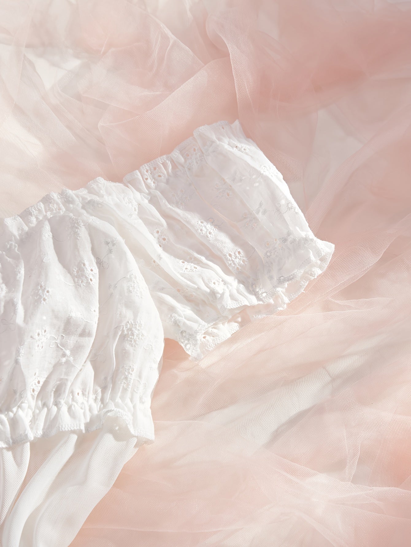 Mid Rise Semi-Sheer Mesh Lingerie Set with Floral Lace Ruffle - Elegant Sleepwear for Women with High Elasticity, Polyester and Elastane Fabric, Enhancing Confidence and Seduction.